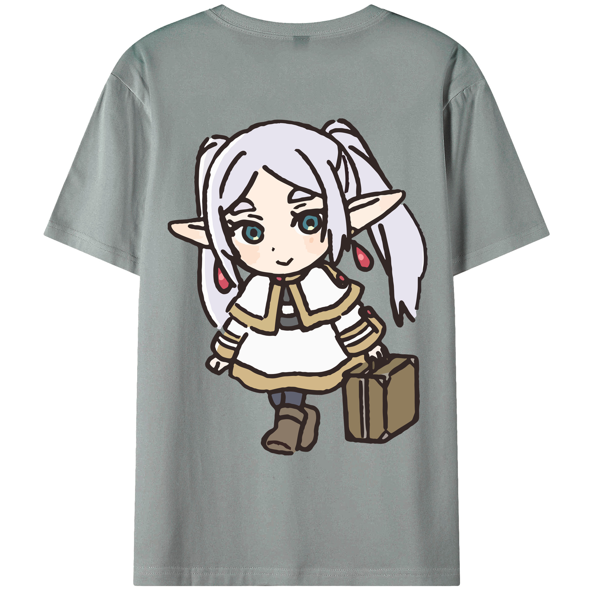 （画像用） 葬送のフリーレン Frieren 綿100％ メンズ半袖Tシャツ（バックプリント） 通気性